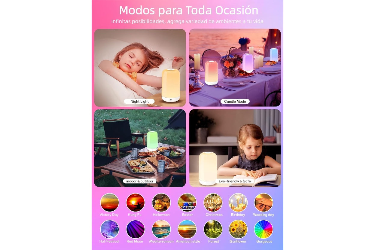 Lámpara de mesa táctil inteligente